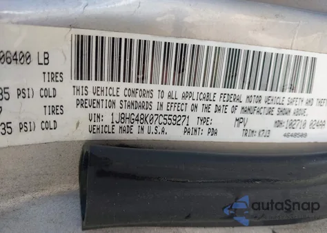 2007 Jeep Commander Sport из США, поврежденный, VIN 1J8HG48K07C559271